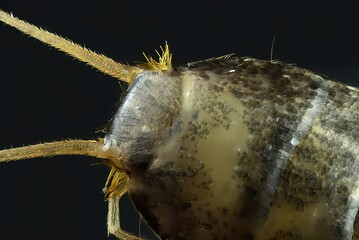 Extreme Macro of Silverfish Head, Lepisma saccharinum, Detailed Insect Anatomy