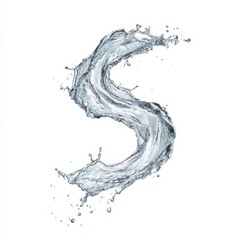 fresh water splash on white background, isolated blue water splash in mid-air, curved water splash with droplets on white background, mineral water splash, water splash isolated, easy to cutout