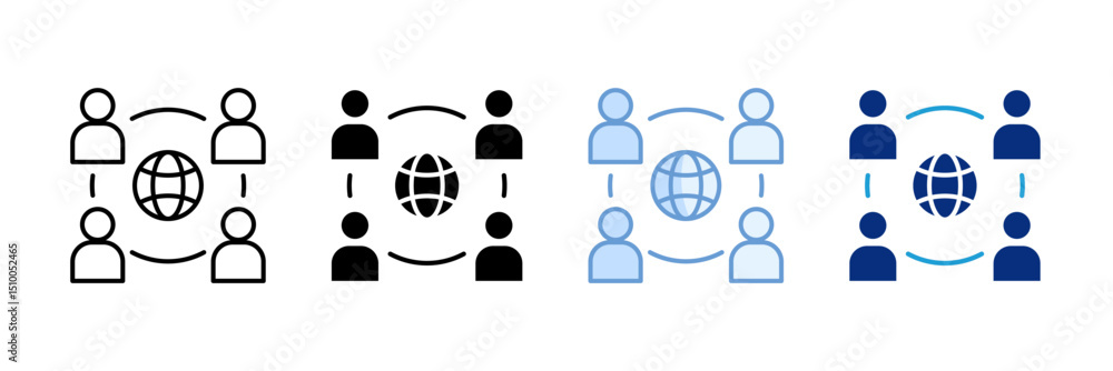 Poster relations icon set multiple style collection