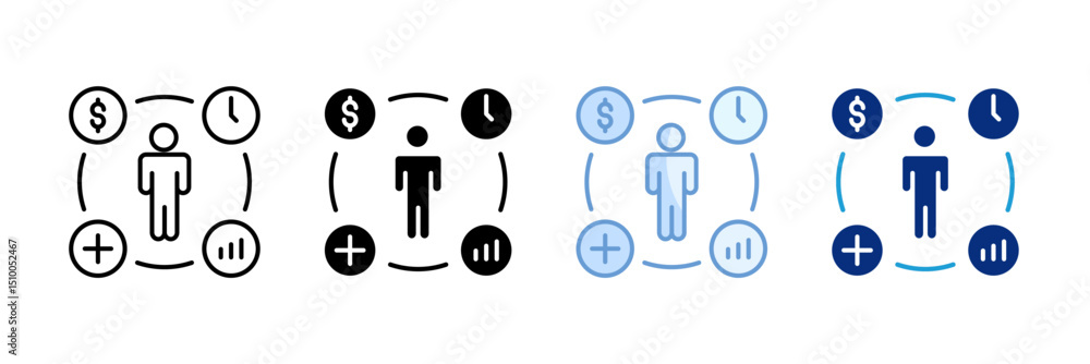Poster interests icon set multiple style collection