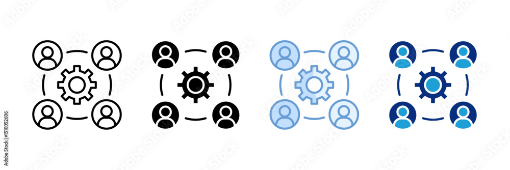 Poster community stakeholders icon set multiple style collection