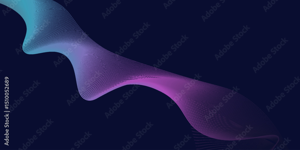 Aufkleber abstract glowing wave lines on dark blue background. dynamic wave pattern. modern flowing wavy lines