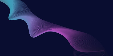 Abstract glowing wave lines on dark blue background. Dynamic wave pattern. Modern flowing wavy lines. Futuristic technology concep