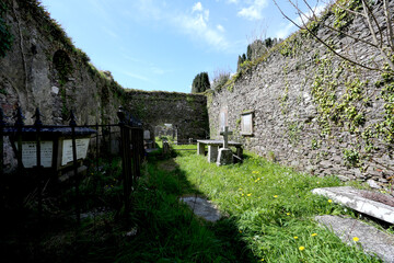 Vieux cimetière de Cobh en Irlande avec tombes anciennes en pierre et croix celtiques