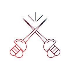 fencing gradient outline icon with white background vector stock illustration