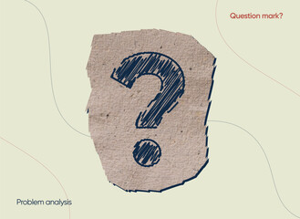 Scribble question mark drawn by chalk on blackboard.  Problem analysis and find solution to curiosity. asking for secret. Retro contemporary vector art illustration.