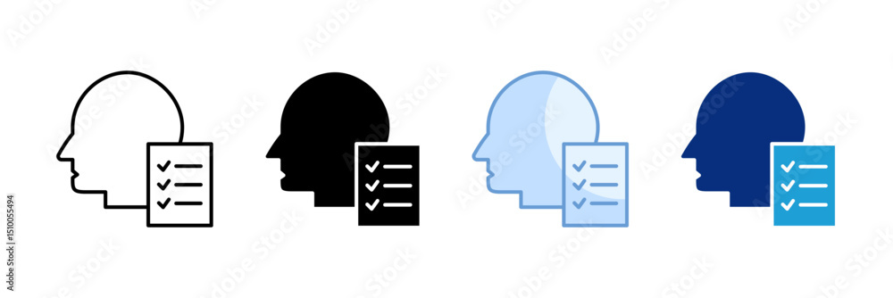 Poster behavioral assessment icon set multiple style collection