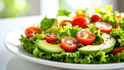 Fresh salad with avocado and tomatoes