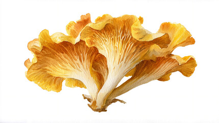 A lone watercolor golden chanterelle