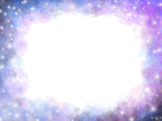 Magical purple  galaxy smoke, twinkling stars effect glittering frame stars with glowing particles vapor and brilliant stardust	