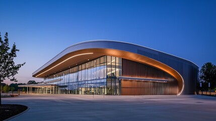 Obraz premium A Modern Amphitheater with a Curvilinear Design and Contemporary Architecture