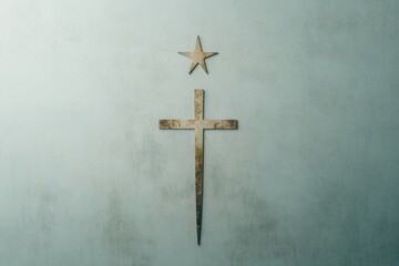 Celestial Symbols of Cross, Crescent, and Star United in Harmony