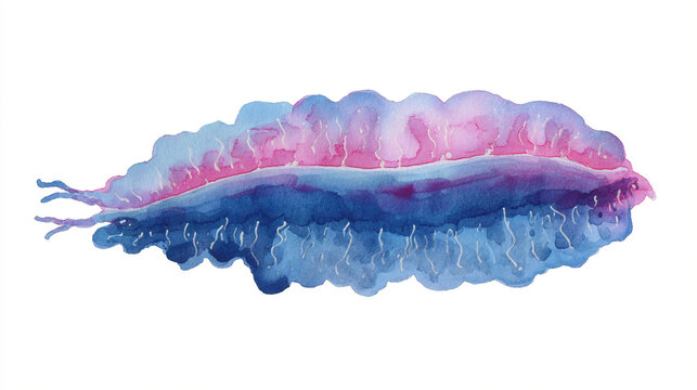 A single watercolor pyrosome