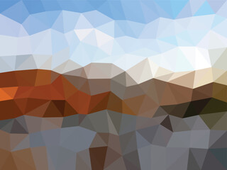 Low Poly Landscape with Blue Sky and Hills