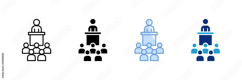 Poster teaching icon set multiple style collection