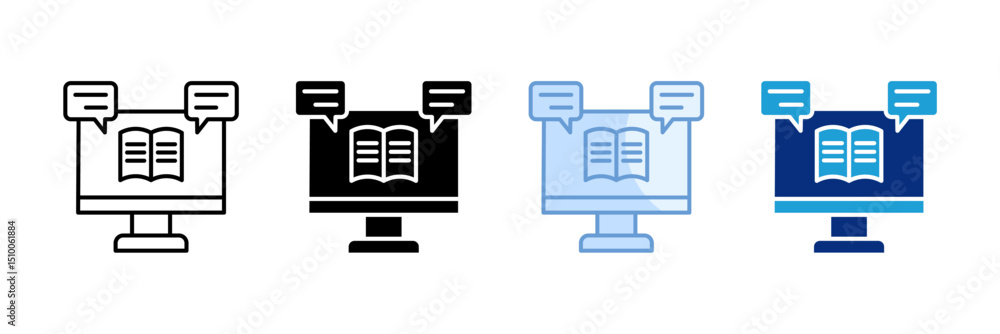 Poster online course icon set multiple style collection