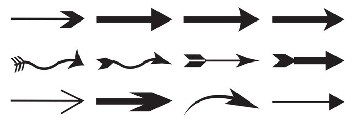 Arrows black silhouette arrows. Set of vector arrows. Mega set of vector arrows.
