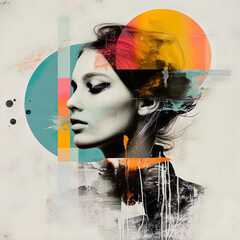 Abstract art collage of a young beautiful woman.. Conceptual fashion art design in a modern style