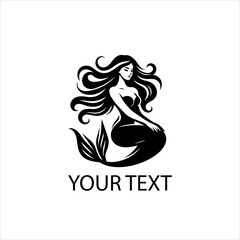 Elegant Mermaid Logo Vector Isolated on White Background