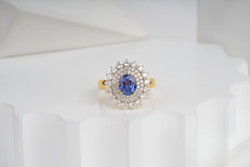 Diamond engagement Jewelry gold ring for women and girls isolated image 