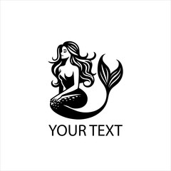 Elegant Mermaid Logo Vector Isolated on White Background