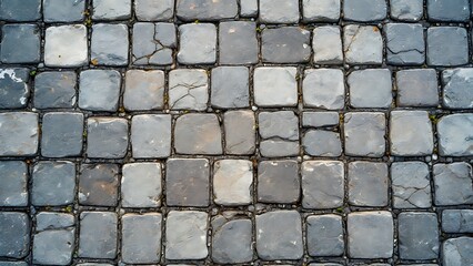 Classic Cobblestone Pavement Top View