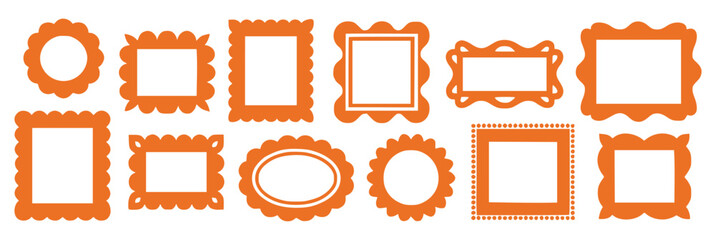 Orange frame collection with various shapes