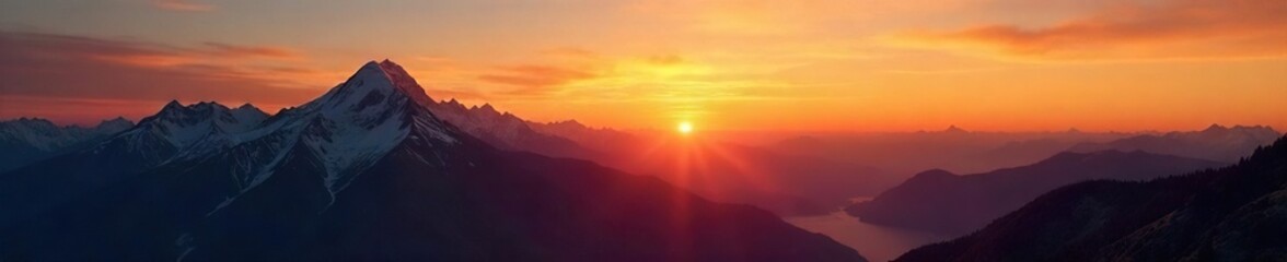 Obraz premium High-resolution image of a majestic mountain range at sunrise, bathed in golden light Perfect for travel, nature, and landscape projects Royalty-free for commercial use , tranquil, vista