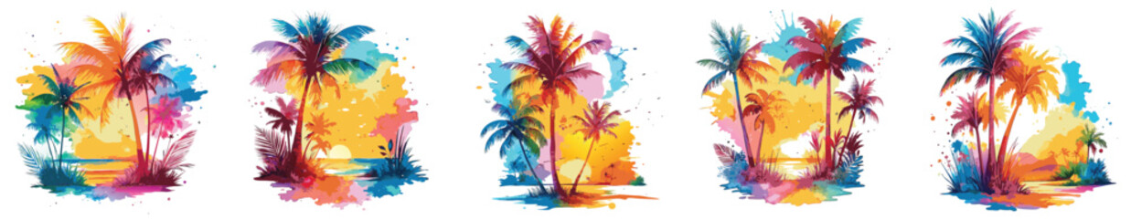 Retro sunset palm tree  for summer t-shirt logo designs