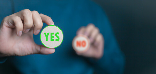 yes or no symbol and checkmark Alternative concepts, decision making, and true and false test...
