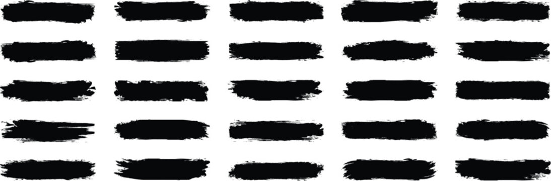 Brush strokes vector. Mega bundle of different ink brush strokes. Set of different ink paint brush strokes.  Set of text boxes. Paintbrush collection. Grunge design elements. Painted rectangle shape.