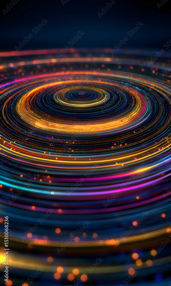 Aufkleber abstract digital art showcasing vibrant concentric circles of light creating a mesmerizing design pa