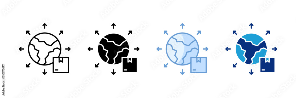 Poster supply chain icon set multiple style collection
