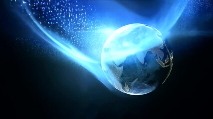 Earth globe in digital abstract space. - Powered by Adobe