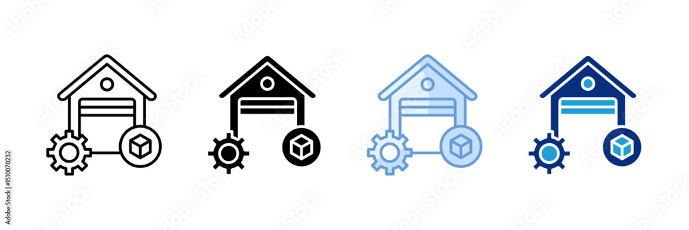 Poster inventory management icon set multiple style collection
