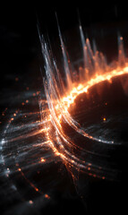 Fiery trails of light illuminate a dark space showcasing dynamic energy and abstract beauty imagination and wonder