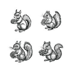 Fototapeta premium Squirrel carrying coffee beans design vector template illustration