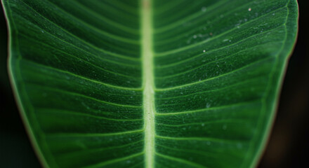 Closeup view of green leaf veins