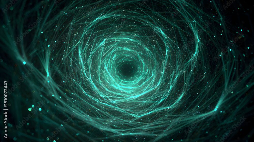 Aufkleber abstract spiral tunnel with glowing lines and particles, creating a mesmerizing and dynamic effect