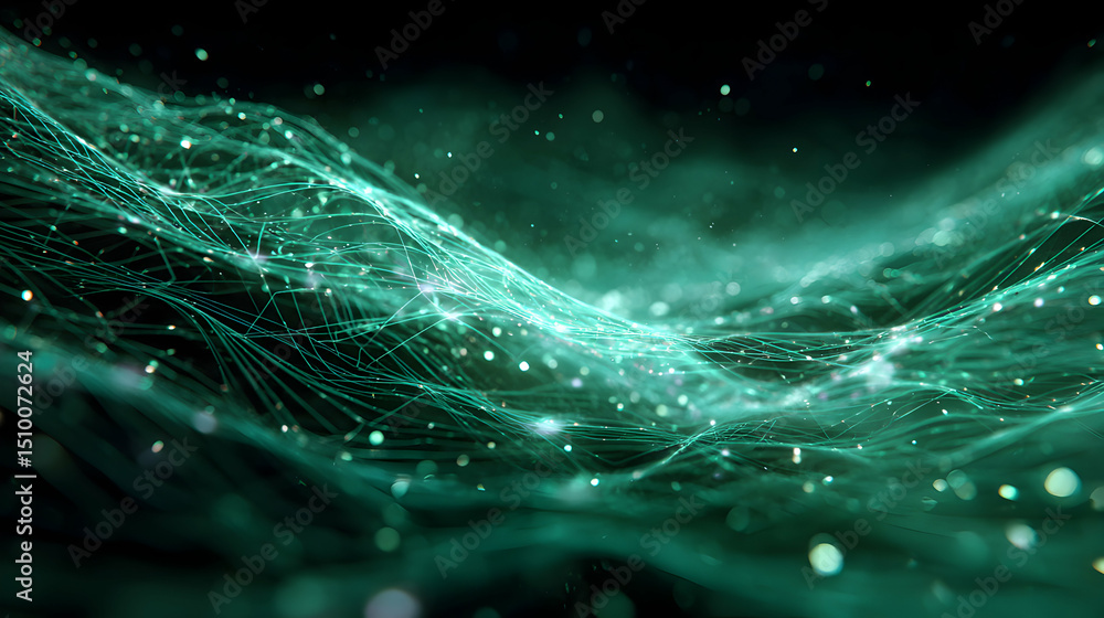 Poster abstract futuristic technology background with glowing particles and lines creating a network effect