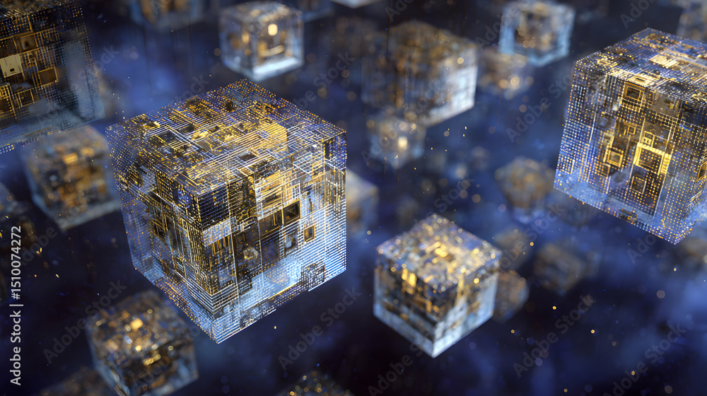 Poster sophisticated digital cubes represent the future of technology and advanced data processing concepts