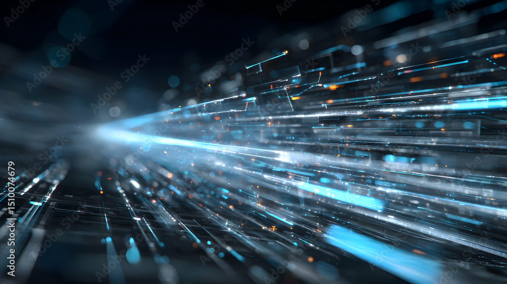 Poster futuristic data stream visualization abstract digital technology big data analysis processing concep