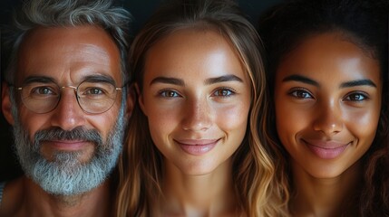 Diverse Generations Portrait of Smiling Adults and Young Adults