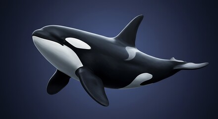 Fototapeta premium Orca Swimming Underwater Marine Life Illustration