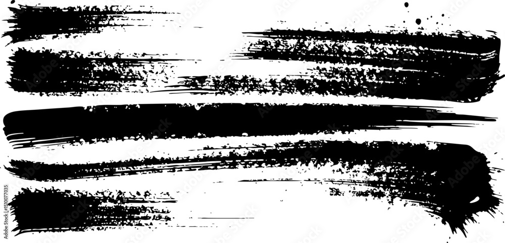 Poster black ink splash texture vector frame with grunge brush stroke pattern.
