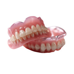 Obraz premium Dental Prosthetics: A detailed image showcasing a set of upper and lower dentures, highlighting the artificial teeth and gum.