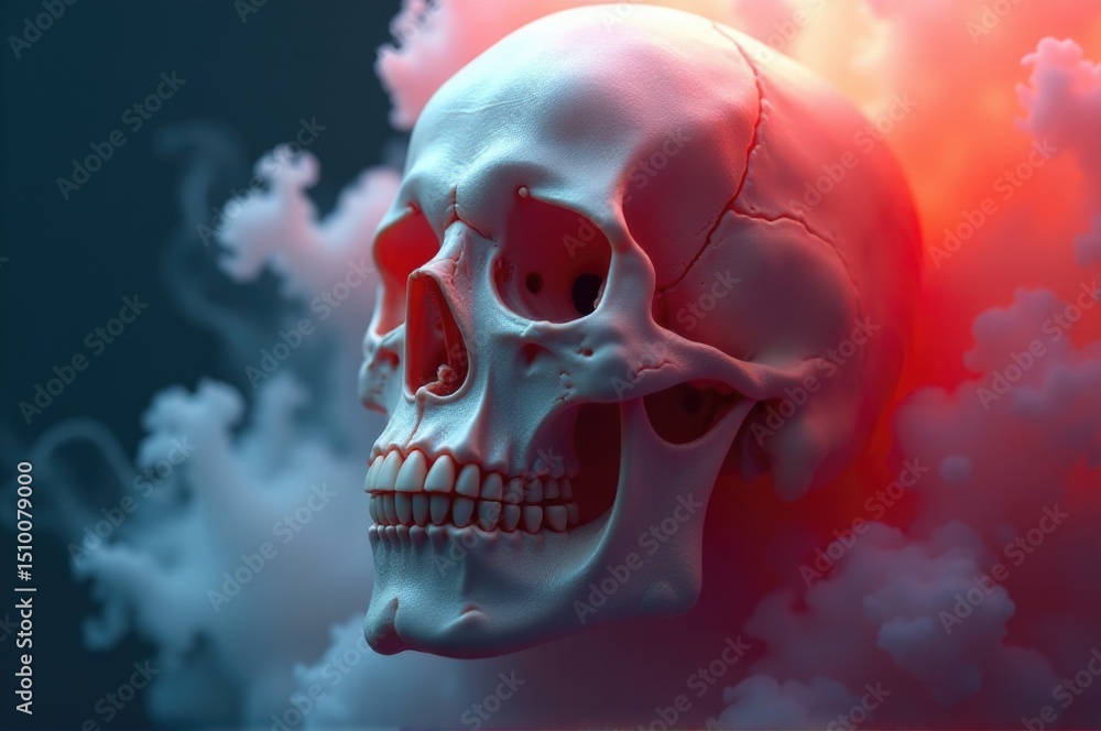 Aufkleber a close-up shot of a skull floating in the clouds, suitable for use in scenes with a sense of eerine