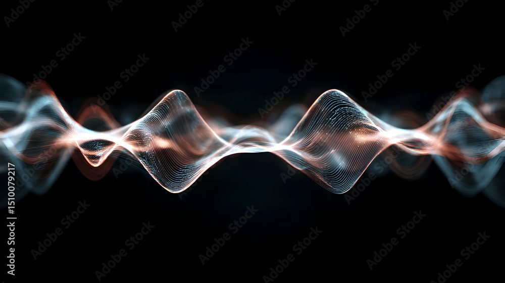 Poster abstract glowing wave patterns against a dark background create a sense of digital elegance and move