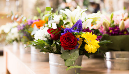 Bouquet of flowers in a vase on the table