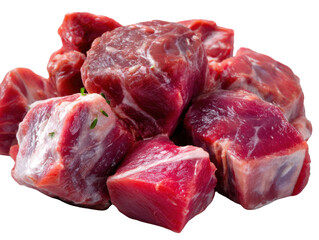 Obraz premium Beef Stew Cubes: A close-up shot of fresh, raw beef stew cubes, rich in color and texture, ready for culinary adventures.